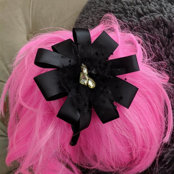 Goth Accessories - Gothic Bow Headband With Jewels